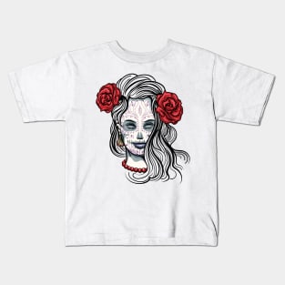 Girl with Sugar Skull Makeup Kids T-Shirt